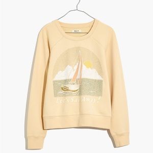 NEW! NWOT! Madewell Let's Sail Away (Re)sourced Cotton Crop Sweatshirt Large